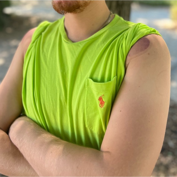 POLO RALPH LAUREN MEN CLASSIC FIT CREW NECK CHEST POCKET T SHIRT GREEN LIME PONY - Picture 9 of 16